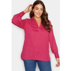 M&Co V-Neck Collared Blouse Pink