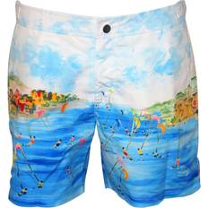 Ermenegildo Zegna Lerici Seaview Print Swim Shorts, Azure Blue