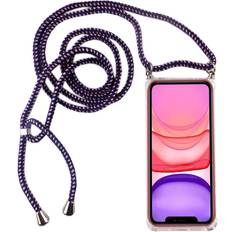 König Design Apple iphone 11 pro max handykette hülle mit band case umhängen kordel violett Transparent