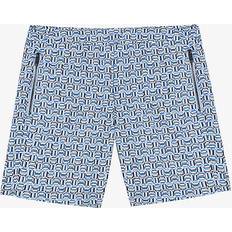 Ted Baker Swimwear Ted Baker Mens Blue Crabbe Geometric-print Regular-fit Woven Swim Shorts