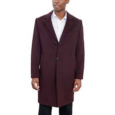 London Fog Men Signature Wool-Blend Overcoat Burgundy Burgundy