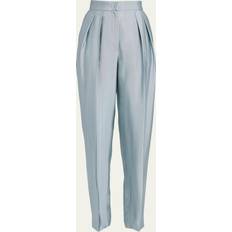 Giorgio Armani Textured Viscose Tapered-Leg Pleated Trousers