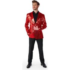 Men - Red Blazers OppoSuits SUITMEISTER Men's Party Blazer Sequins Disco Glitter Slim Fit Red