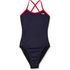 TYR Women's Standard Durafast Elite Trinityfit Swimsuit, Navy/RED