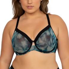 Curvy Couture Sheer Mesh Unlined Underwire Bra-1311, Ddd, Blue Blue