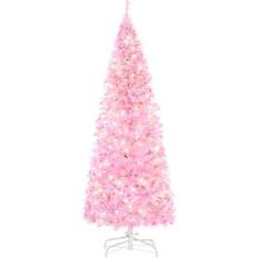 Pink Christmas Decorations Homcom Prelit Pencil Pink Christmas Tree 150cm