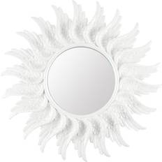 Inspire Home Decor Round White Glitter Guardian Angel Wing Wall Mirror