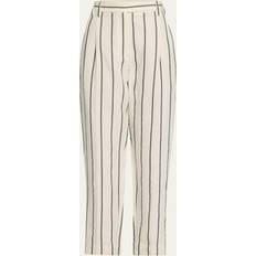 Brown Pyjamas Brunello Cucinelli Pinstripe Linen Crop Pants