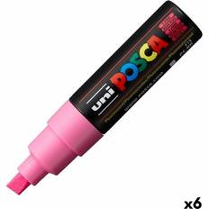 Posca uni-ball PC-8K Broad Chisel Tip Marker Fluorescent Pink, Pack of 6