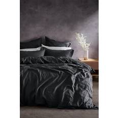 Lazy Linen 'Pure Washed Linen' Duvet Cover Black