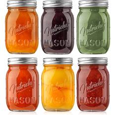 NutriChef 6 Pcs Mason Jars 16oz