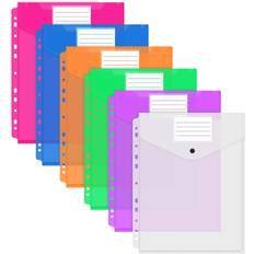 Shein 6pcs Poly Envelope Page Pockets With 11 Holes, Folders Ring