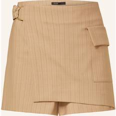 Brown - Women Shorts Maje Womens Naturels High-rise Pinstripe Stretch Wool-blend Shorts