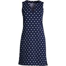 Lands' End Dresses Lands' End Women's Cotton Jersey Sleeveless Swim Cover-up Dress Print Deep sea polka dot