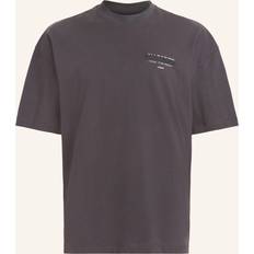 AllSaints Redact Oversized Embroidered Logo T-Shirt, Washed Black, Washed Black