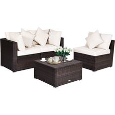 Costway 4pcs Outdoor Lounge Set, 1 Table incl. 3 Sofas