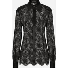 Polyamide Blouses Dolce & Gabbana Chantilly lace shirt with satin details