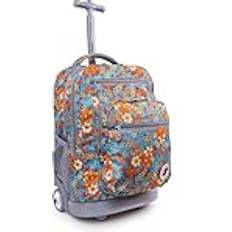 J World New York Sundance Rolling Backpack Girl Boy Roller Bookbag, Retro Bloom, One Size