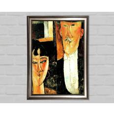 Ophelia & Co Modigliani Bride & Groom Gunmetal Framed Art 59.7x84.1cm