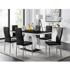 Furniturebox Giovani Black Dining Set 90x160cm 7pcs