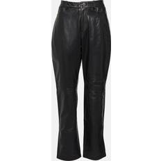 Proenza Schouler Black White Label Straight Leather Pants 001 Black