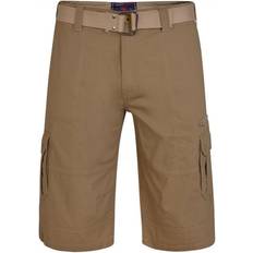 Kam Jeans Plus 343 Belted Cargo Stretch Shorts Sand Colour: Sand