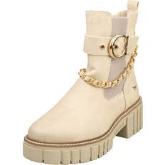 Mustang Side Zip Platform Womens Fashion Boots in Beige Cream