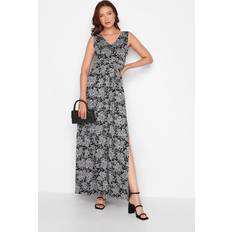 Elastane/Lycra/Spandex - Florals - Long Dresses LTS Tall Black Floral Side Slit Maxi Dress Tall Women's Maxi Dresses