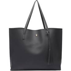 Miss Lulu Women Soft Leather Handbag Shoulder Bag Tote Black