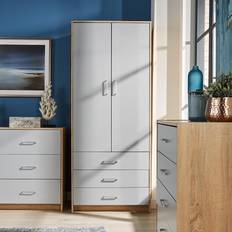 3 drawer storage unit Home Source 2 Door 3 Drawer Unit Grey Wardrobe 75x181cm