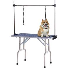 Pawhut Metal Adjustable Dog Grooming Table Rubber with Top 2 Safety Slings