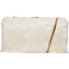 White Clutches Faux Fur Clutch Bag & Chain White One Size