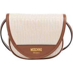 Moschino IVORY CANVAS AND LEATHER ALLOVER CROSSBODY BAG