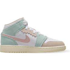 Nike Air Jordan 1 Mid SE GS - White/Jade Ice/Guava Ice/Pink Oxford