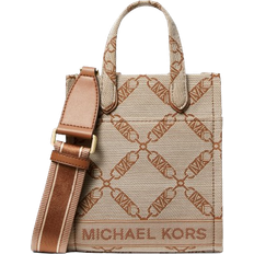 Michael Kors Gigi Extra Small Empire Logo Jacquard Crossbody Bag - Natural/Luggage