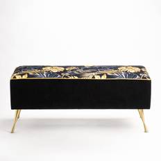 Mercer41 Lokey Upholstered Black/God Storage Bench 150x40cm