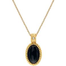 Onyx Necklaces Hot Diamonds x Jac Jossa Black Onyx Oval Pendant Necklace DP915