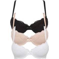 Bonprix Pack of Underwired Padded Bras Black/white/beige