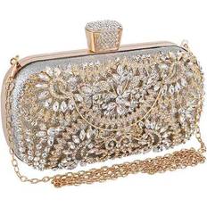 Tlily Women's Clutch Bag for Wedding Clutch Purse Chain Shoulder Bag Small Party with Handle Gold