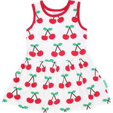 Toby Tiger Organic Cherry Print Summer Dress - Cherry Print/Red Trim