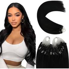 Best Stick Hair Extensions YoungSee Micro Ring Human Hair Extensions Black 16 inch