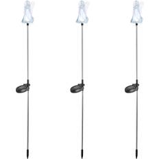 GlitzHome 36"H Set of 3 Solar Garden Stake Lights Angel