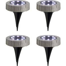 GlitzHome Set of 4 Outdoor Resin Solar Outdoor Path Lights Set 4