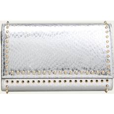 Christian Louboutin Women Clutches Christian Louboutin Womens Silver Paloma Snake-embossed Leather Clutch bag 1 Size