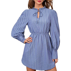 Loose Dresses Shein Frenchy Striped Collar & Belted Dress