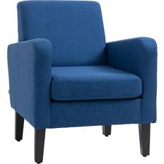 Polyester Lounge Chairs Homcom Armchair with Rubber Wood Blue Lounge Chair 74cm