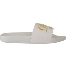Dolce & Gabbana Men Slippers & Sandals Dolce & Gabbana White Leather Luxury Hotel Slides Sandals Shoes EU40/US7
