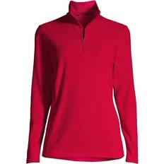 Lands' End Women Jumpers Lands' End Womens Quarter Zip Fleece Pullover Rich Red Tall