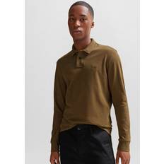 Brown - Men Polo Shirts BOSS Stretch-cotton polo shirt with logo patch Brown