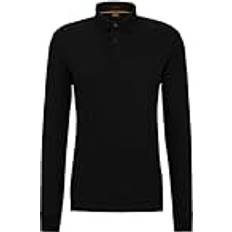 BOSS Stretch-cotton polo shirt with logo patch Black